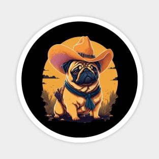 Pug cowboy Magnet